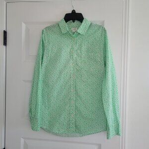 Womens's J Crew Re-imagined Button Down Shirt sz S Lime Green Floral Lightweight
